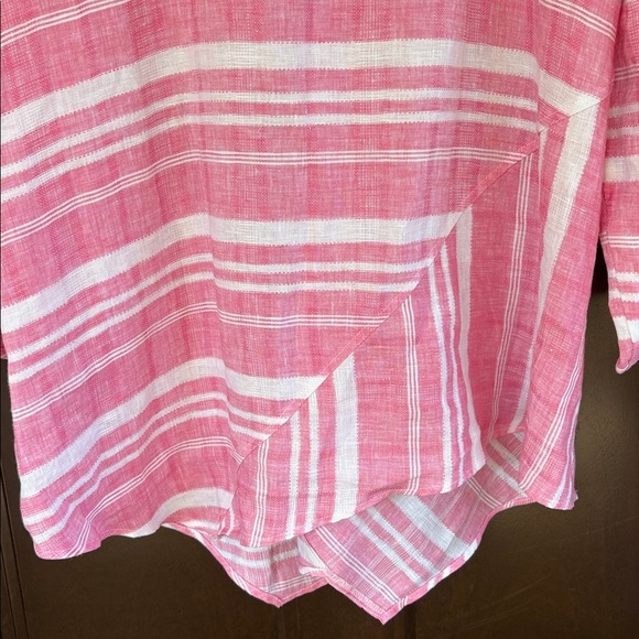 NWOT Habitat Linen Asymmetric Hem Top Red White Size XL - Picture 9 of 9